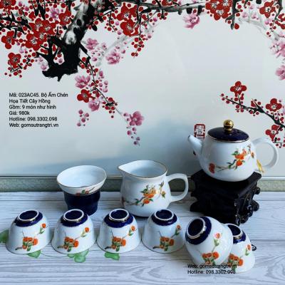Bộ Ấm Chén Họa Tiết Cây Hồng